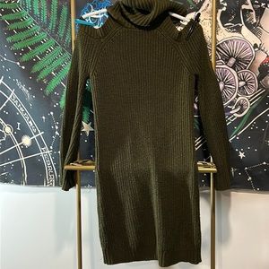 Green turtle neck dress